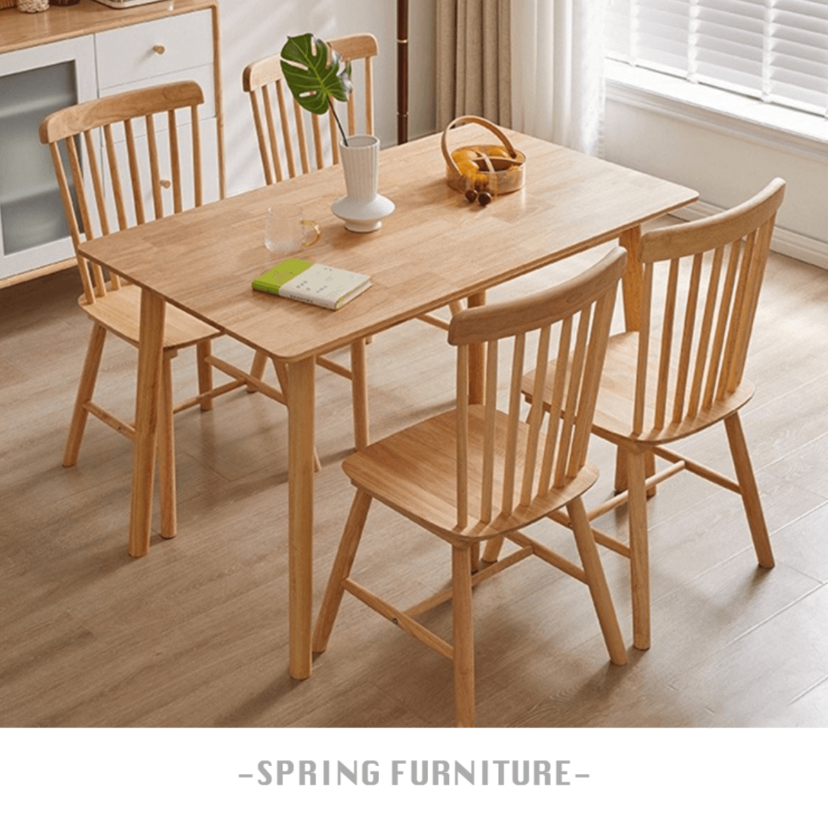 本色橡膠木餐桌椅-1